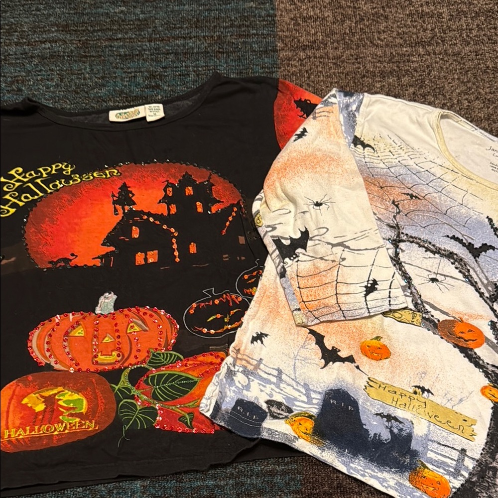 Halloween Themed Women’s medium 3/4 length sleeve cotton holiday shirts